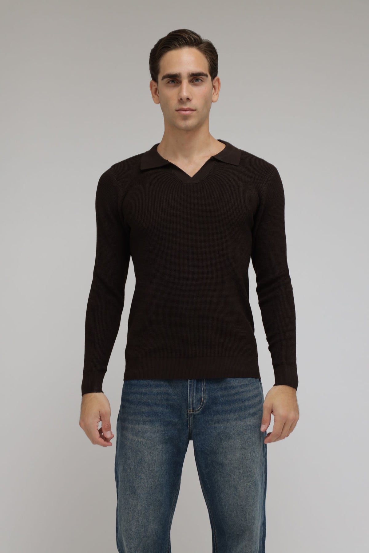 Polo scollo V nido d’ape