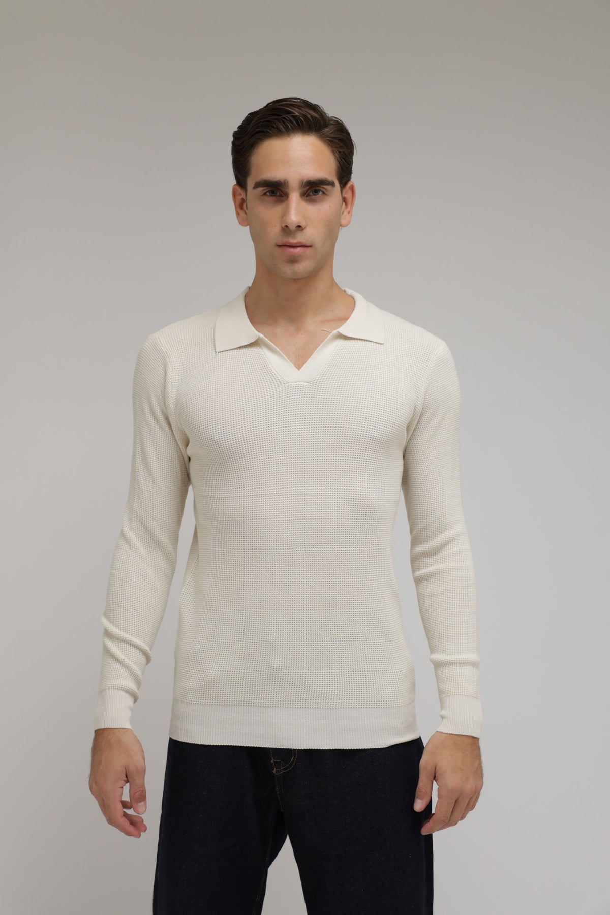 Polo scollo V nido d’ape