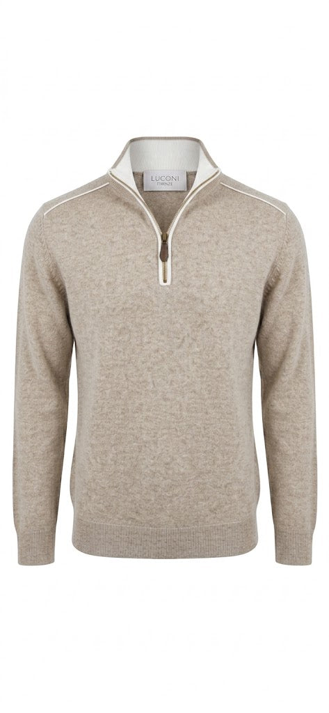 Half zip cotone e cashmere Premium