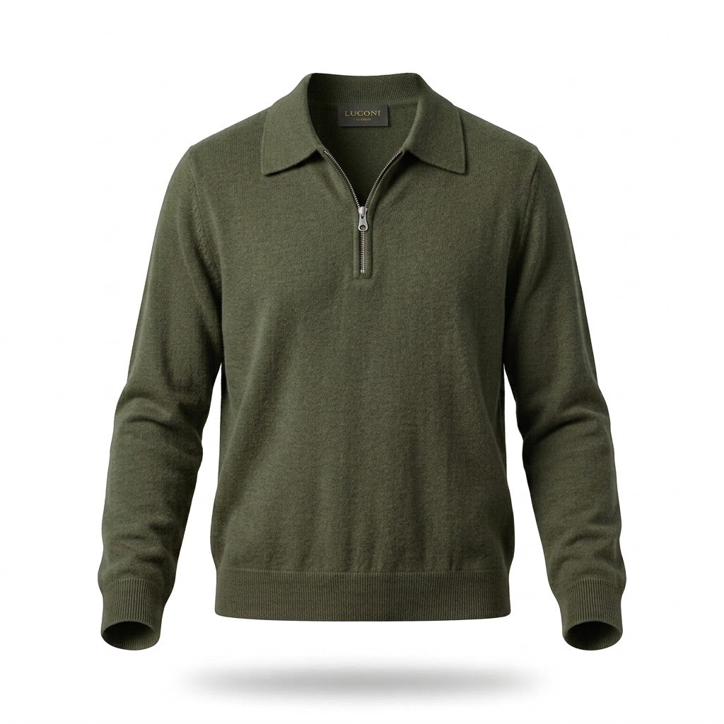 Polo con zip in maglia