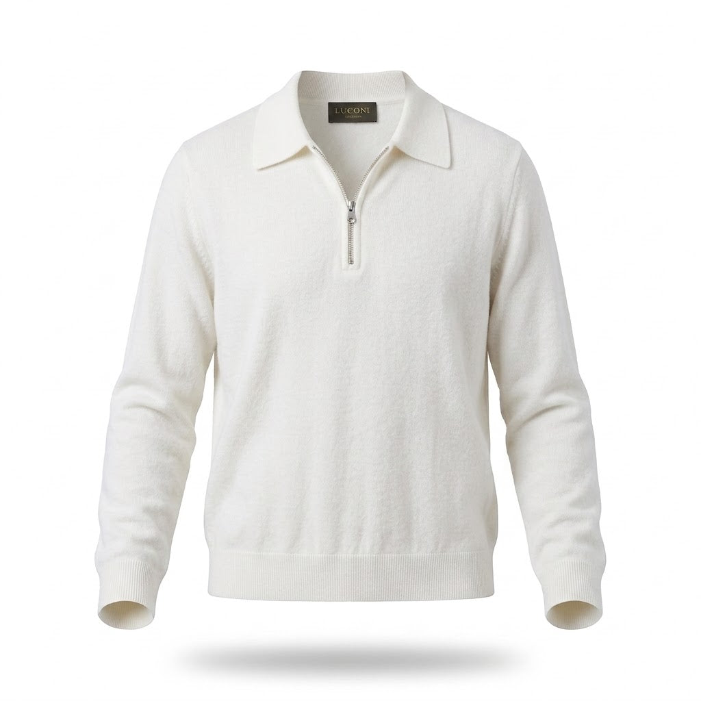 Polo con zip in maglia