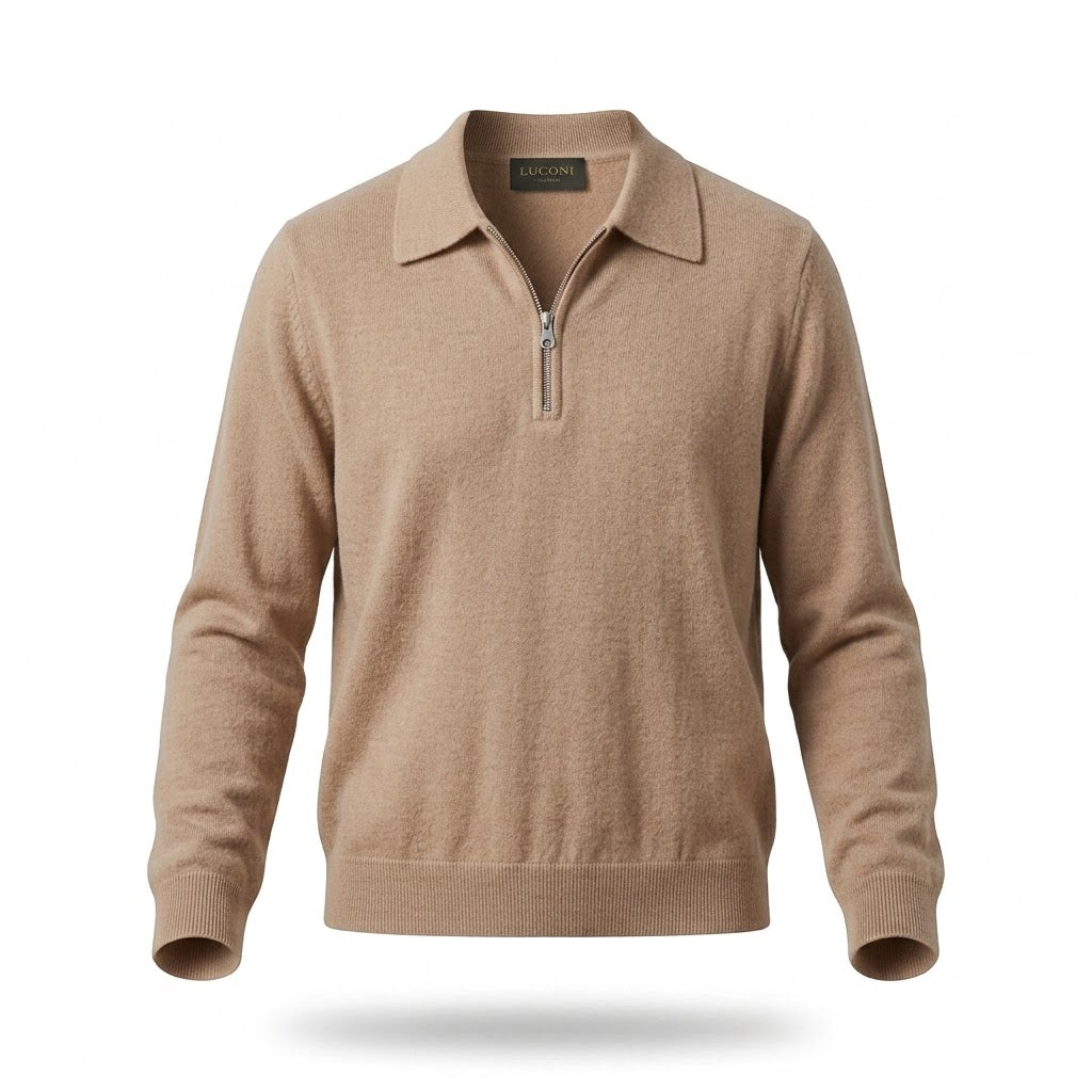 Polo con zip in maglia
